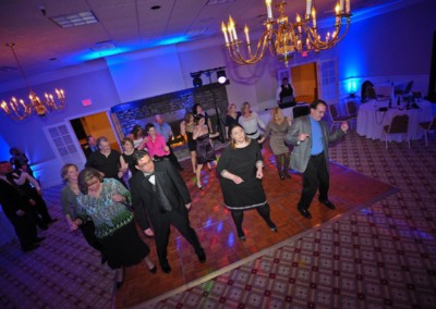 People on the dance floor of the crown room