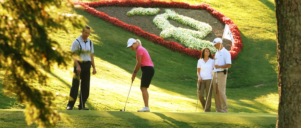group of people playing golf. two couples